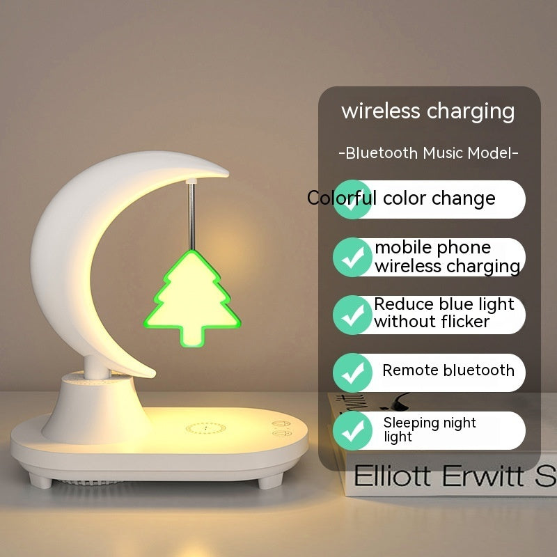 Bluetooth Speaker Bedside Seven-color Atmosphere Small Night Lamp Wireless Charging